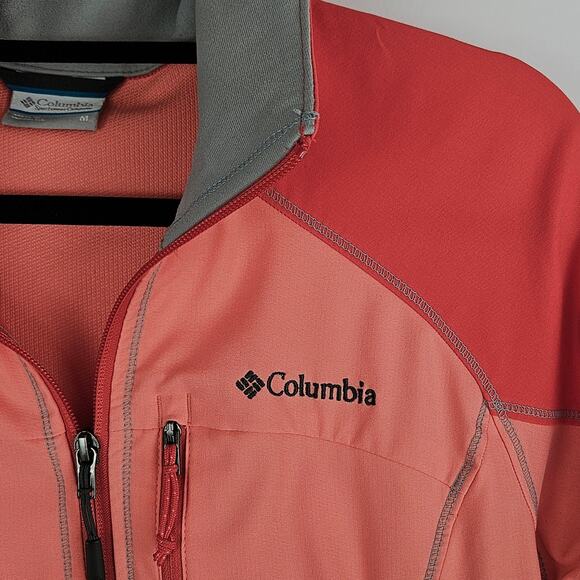 Columbia Softshell Fleece Jacket Coral Zip Up Outdoor Hiking Winter Fall Medium - Picture 3 of 11